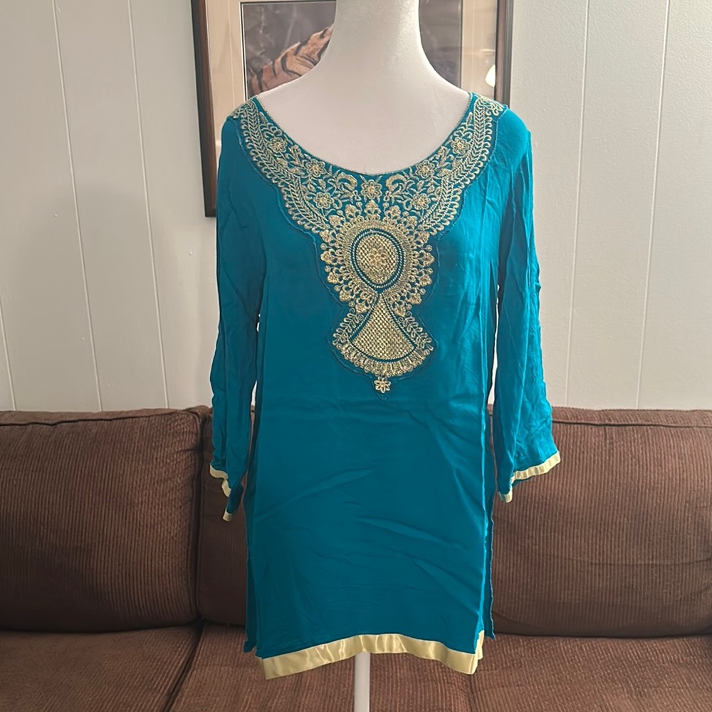 Sahiba Elegant Teal Embroidered Women's Top